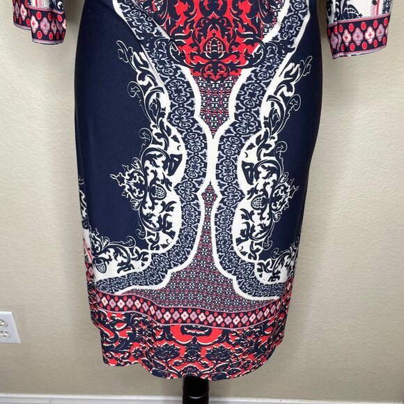 Sandra Darren Women's Paisley Print 3/4 Sleeve Mixed Print Shift Dress Size 14 - Picture 5 of 11